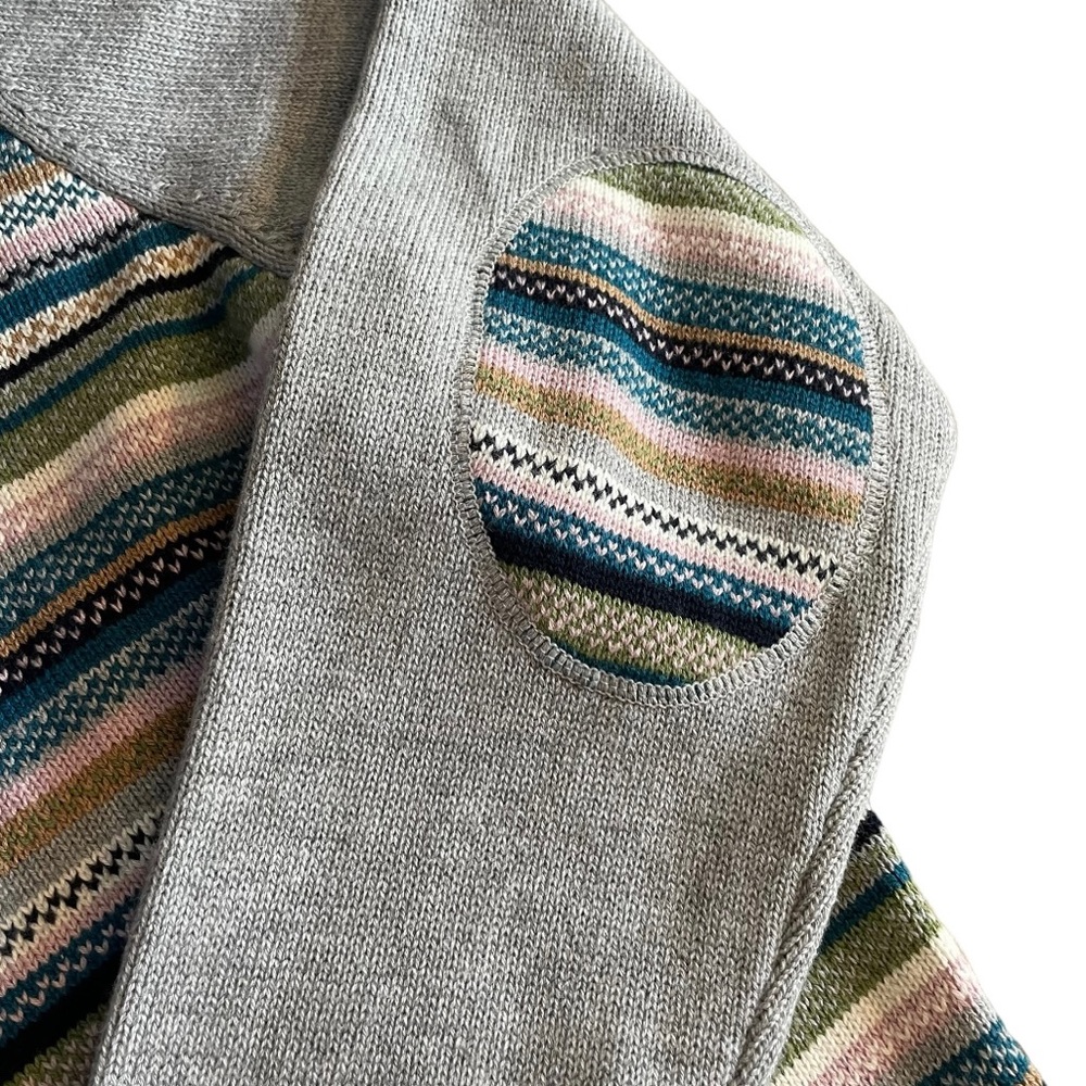 Orvis Fair Isle Open Front Patch Wool Cardigan - image 2